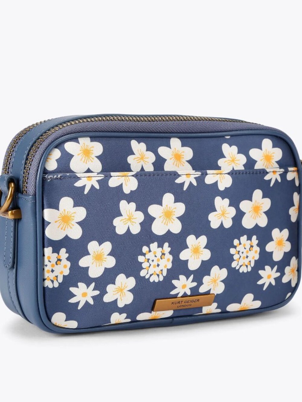Kurt Geiger Kensington Daisy Structured Camera Bag Blue Gold White Floral NWT - Picture 6 of 7